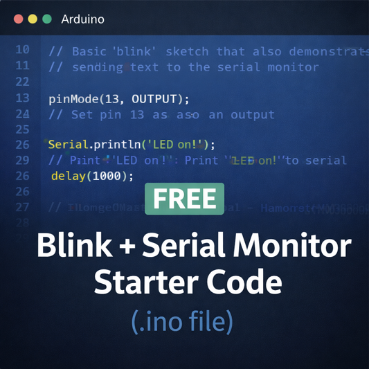 Blink + Serial Monitor Starter Code (.INO File)